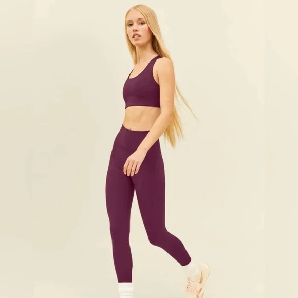 Girlfriend Collective Plum Compressive High Rise Legging Medium Purple Tights - Picture 5 of 16
